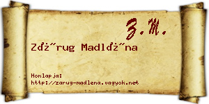 Zárug Madléna névjegykártya